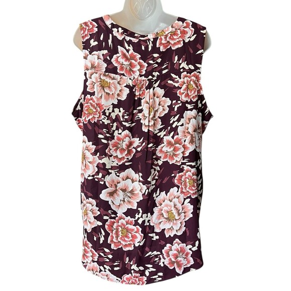 Maurice's Atwood Floral Tank Top Burgundy Combo Sz XXL Business Casual Pullover - Picture 8 of 10